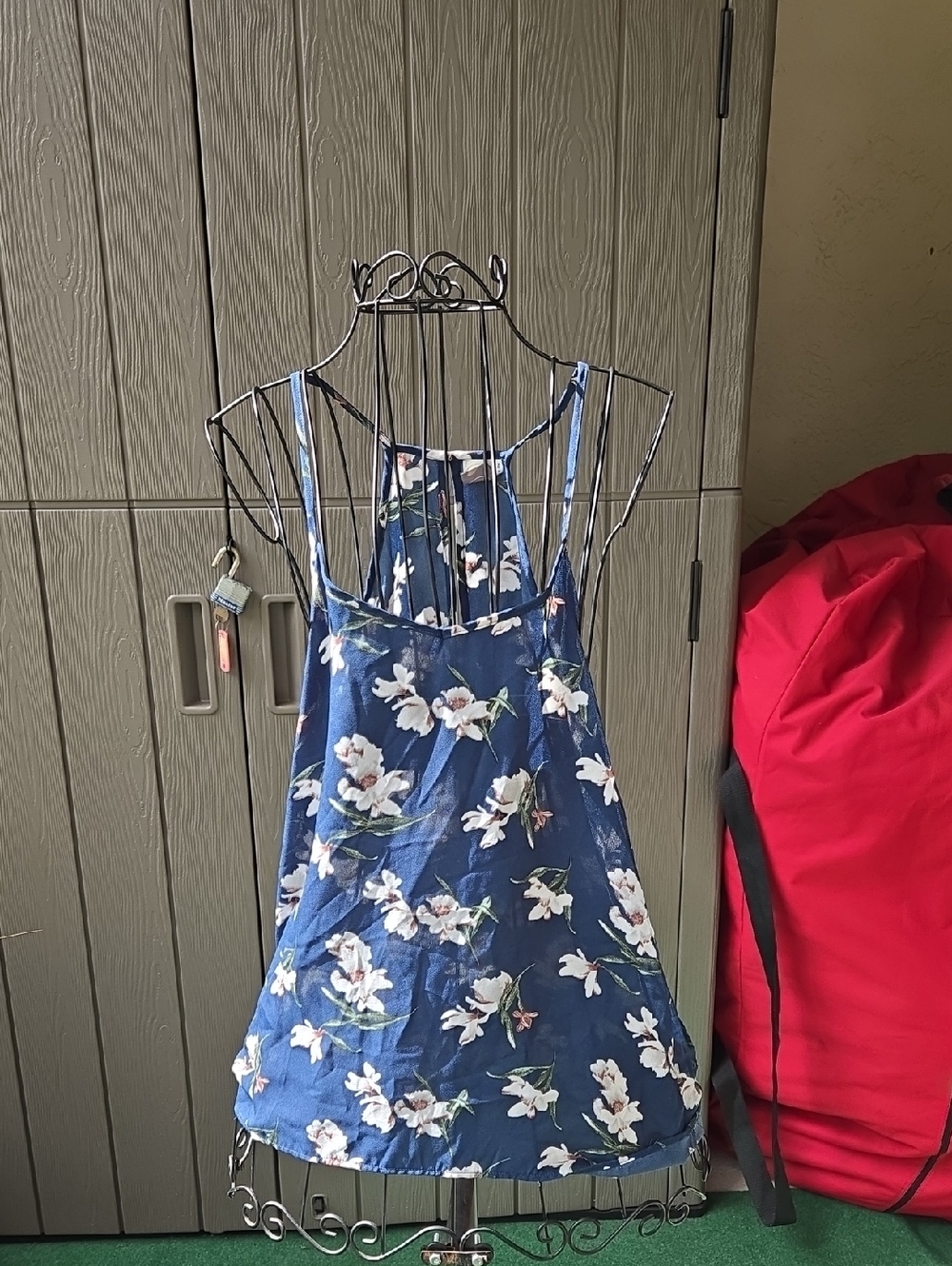 Blue Floral Spaghetti Strap Summer Tank